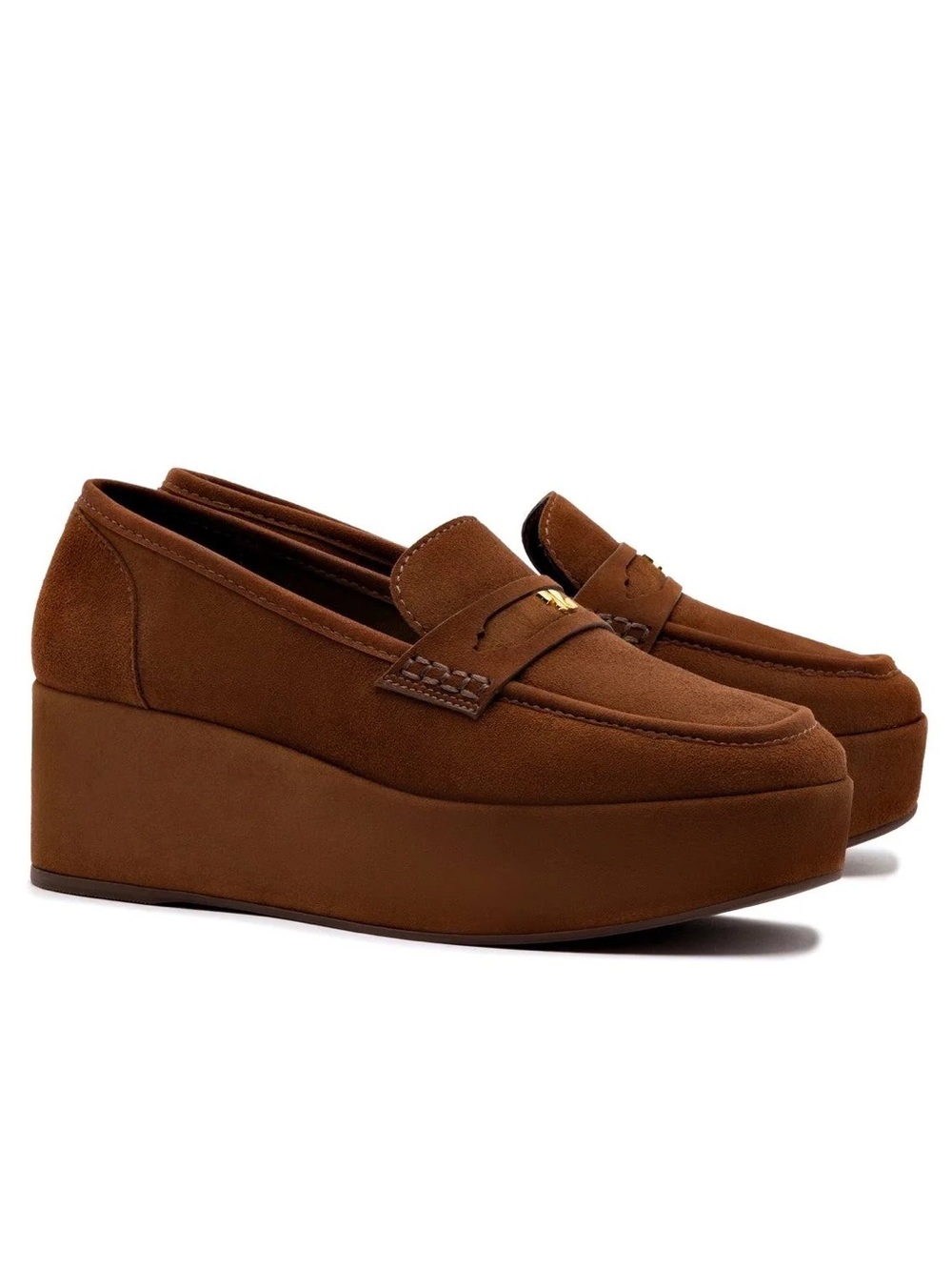 Larroude Platform Penny Loafers in Rich Brown